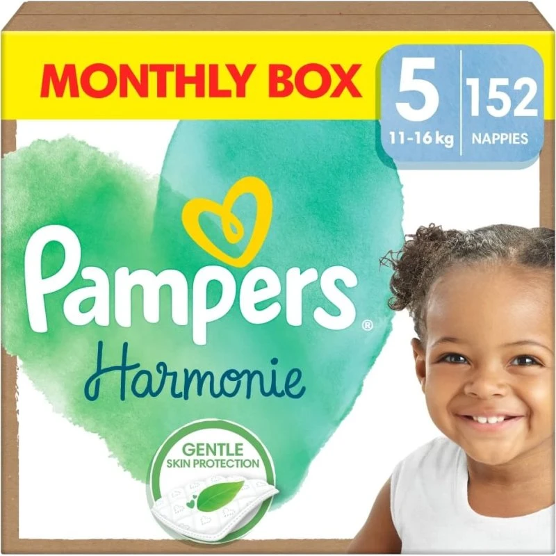 Pampers Harmonie Windeln Größe 5 (11-16 kg), 152 Stück Monatsbox