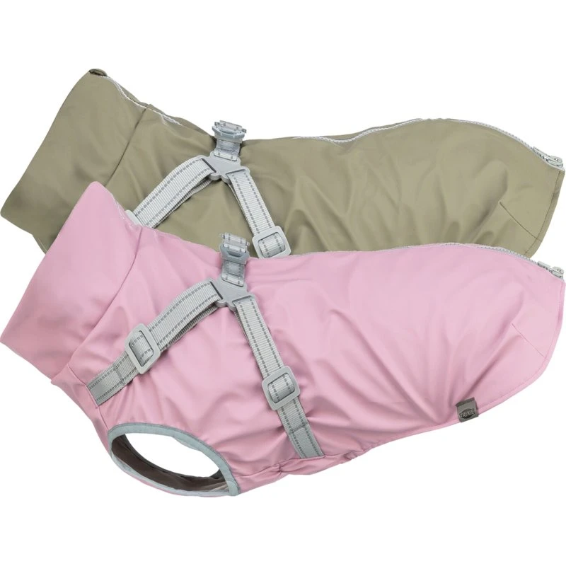 TRIXIE Pontis Rain Regenmantel mit Geschirr, Olivgrün, 24 cm