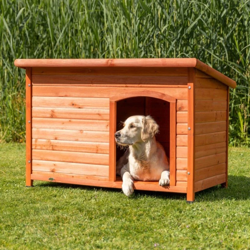 TRIXIE Natura Hundehütte Flachdach M-L braun