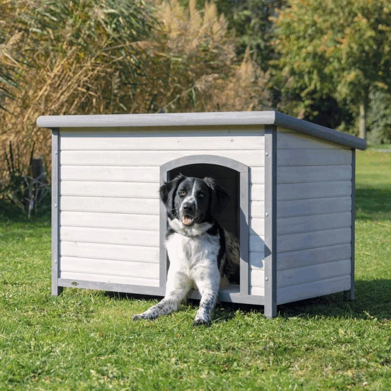 TRIXIE natura Hundehütte Classic Flachdach S–M grau