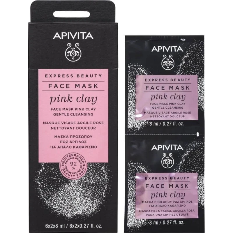 Apivita Express Beauty Gesichtsmaske mit rosa Tonerde, 2x8ml