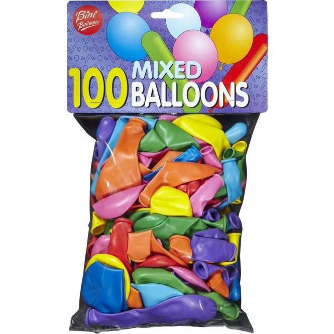 BalloonSet 100 Stück – verschiedene Farben, Formen & Größen