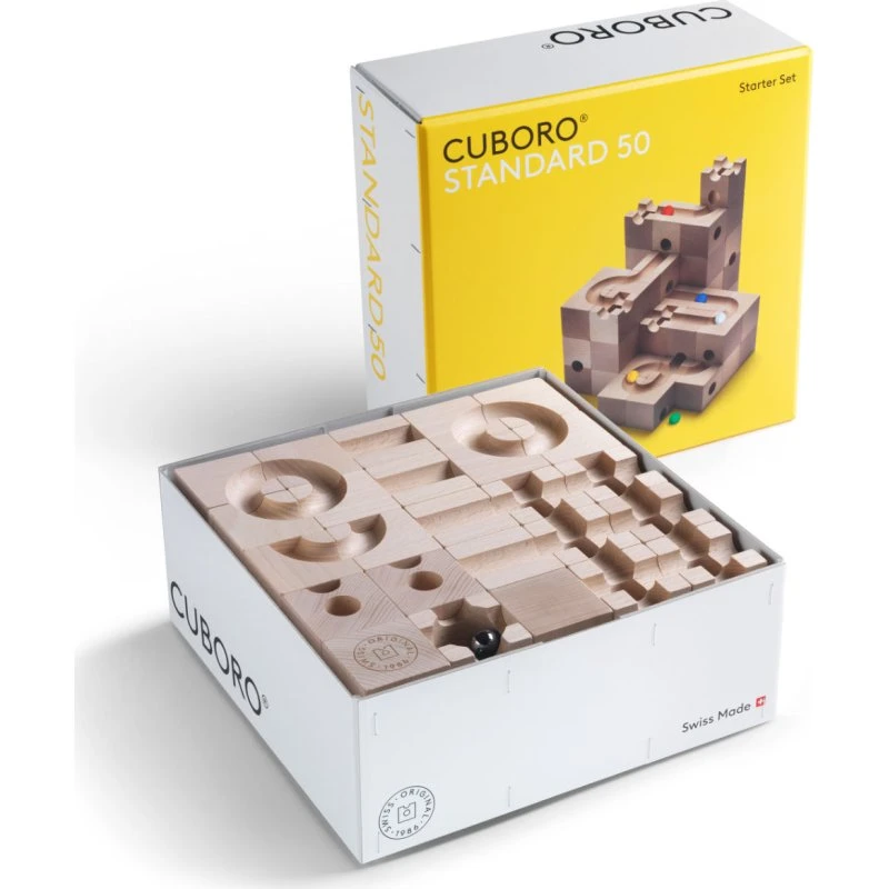 CUBORO Standard 50 Kugelbahn-Set aus Buchenholz