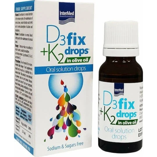 InterMed D3 + K2 Fix Tropfen in Olivenöl, 12ml