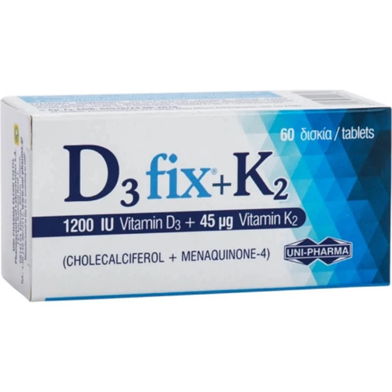 Uni-Pharma D3 Fix 1200IU + K2 45μg 60 Tabletten