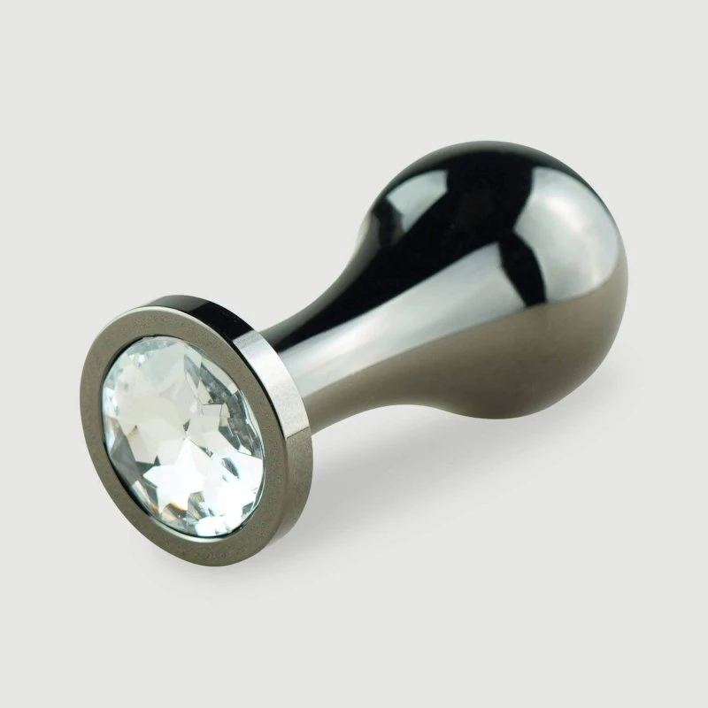 Anal Collection Großer Tear Drop Metall Butt Plug - Schwarz/Transparent
