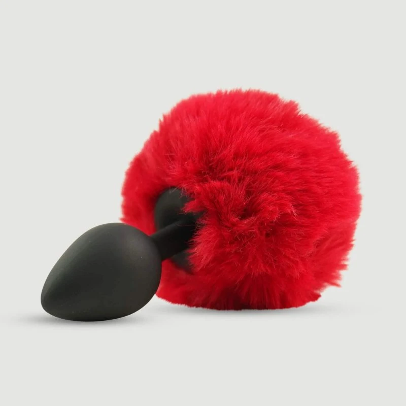 Sexopolis Bunny Tail Butt Plug aus Silikon - Rot, Medium
