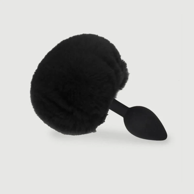 Sexopolis Beginner's Medium Silikon Bunny Tail Butt Plug - Schwarz