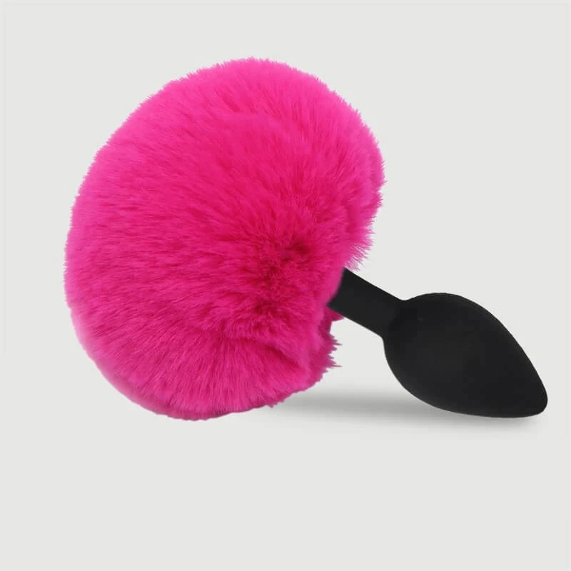 Sexopolis Großer Bunny Tail Butt Plug aus Silikon für Anfänger - Fuchsia