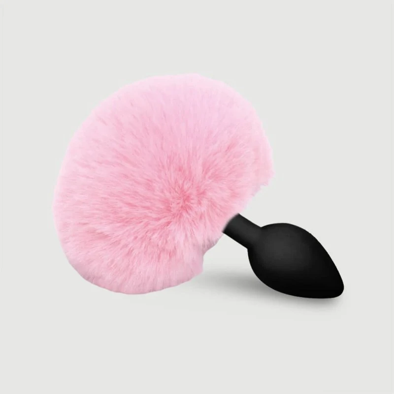 Sexopolis Großer Bunny Tail Butt Plug aus Silikon - Pink