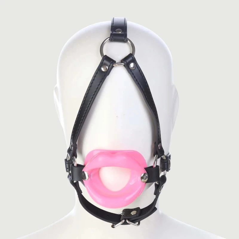O-Ring-Knebel mit Silikonlippen und Kieferriemen - Pink