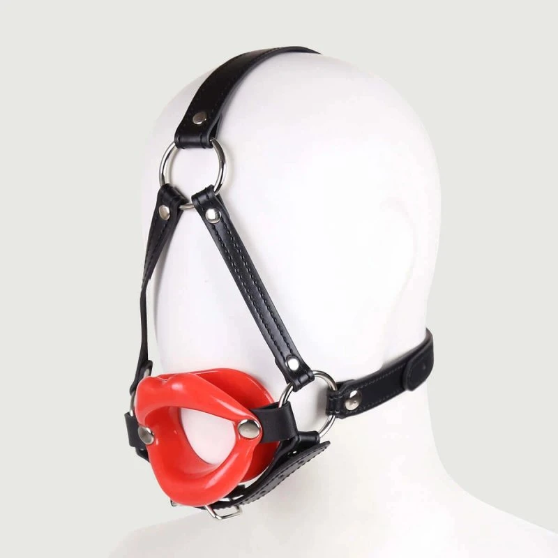 O-Ring-Knebel mit Silikonlippen und Kieferriemen - Rot