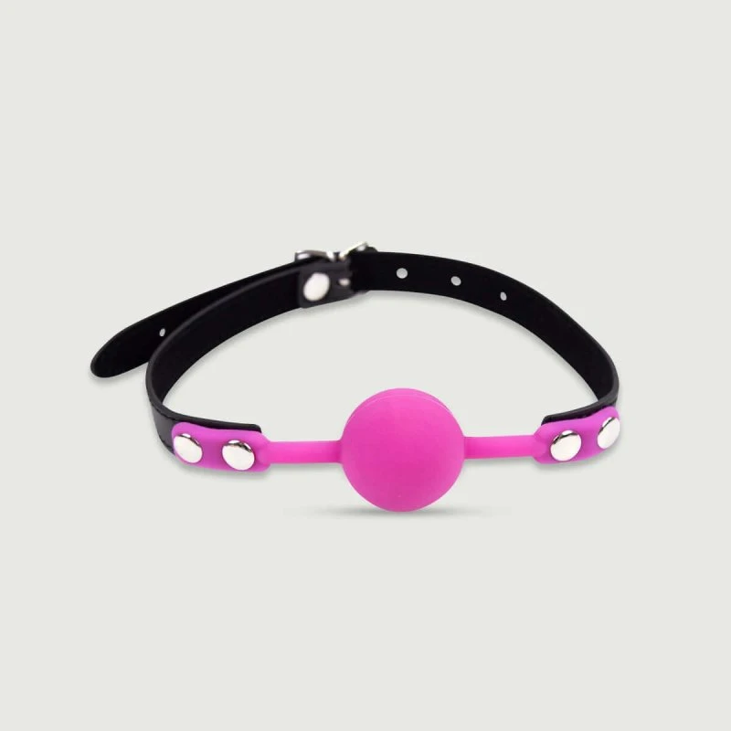 Ballknebel mit Silikonball - Fuchsia & Schwarz