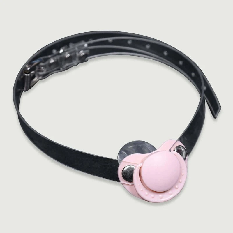 Sexopolis Schnuller-Knebel mit Lederband & Metallschnalle - Pink