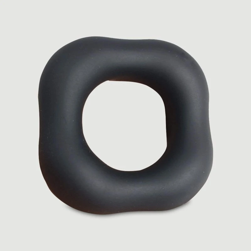 Quadratischer Donut Cock Ring aus flüssigem Silikon, 45 mm, Schwarz