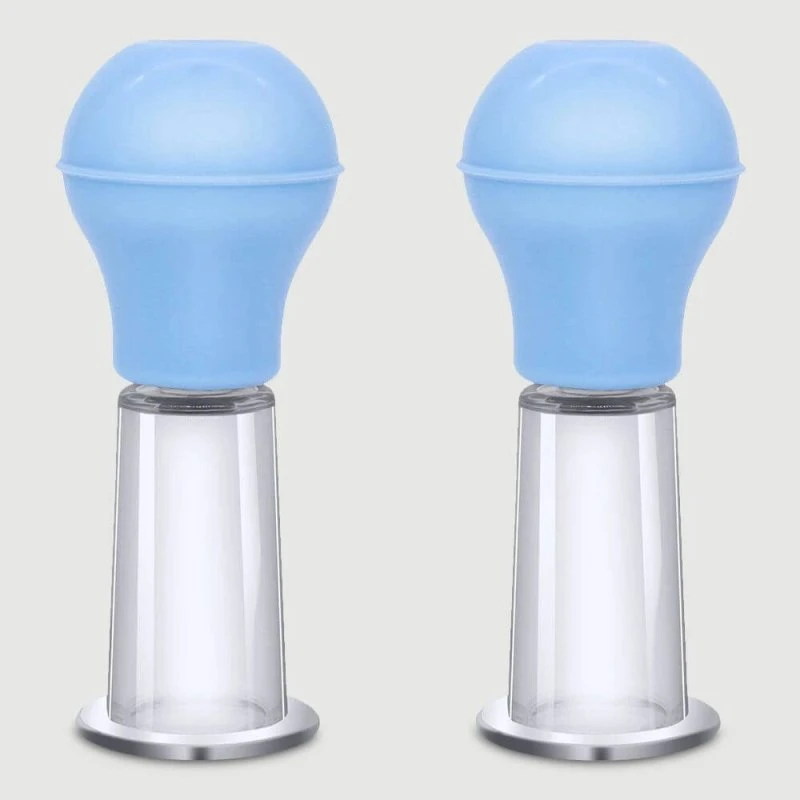 Delicate Nippel- und Klitoris-Pumpenset - Transparent/Blau