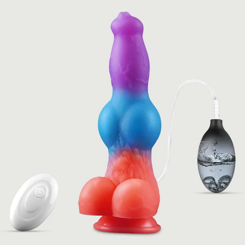 Glow In The Dark Squirting & Vibrating Silikon Dildo - Multicolour