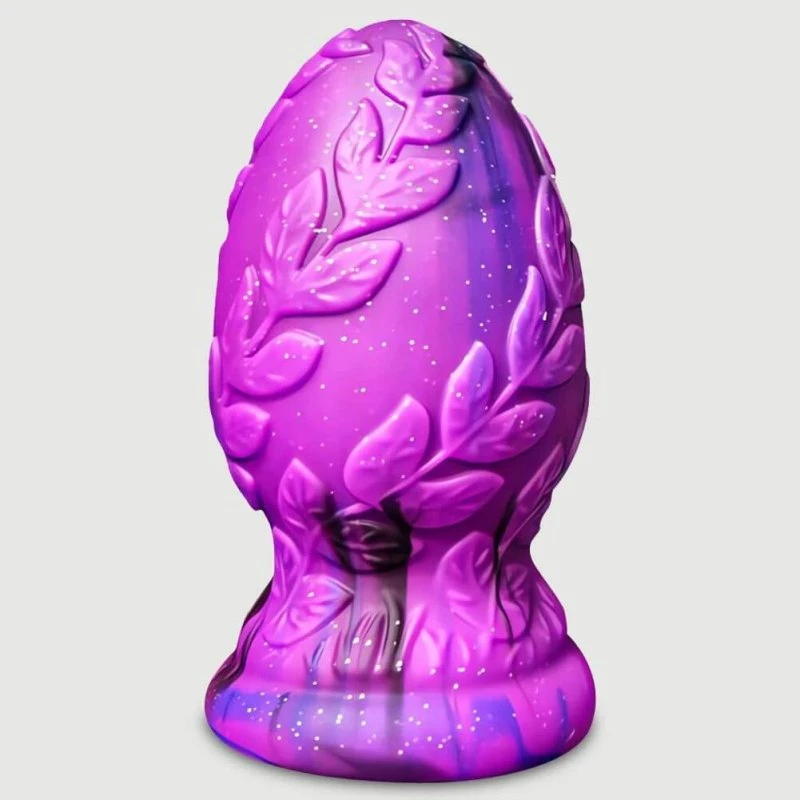 Großer Silikon Butt Plug mit strukturierter Oberfläche - Lila (19 x 9,3 cm)