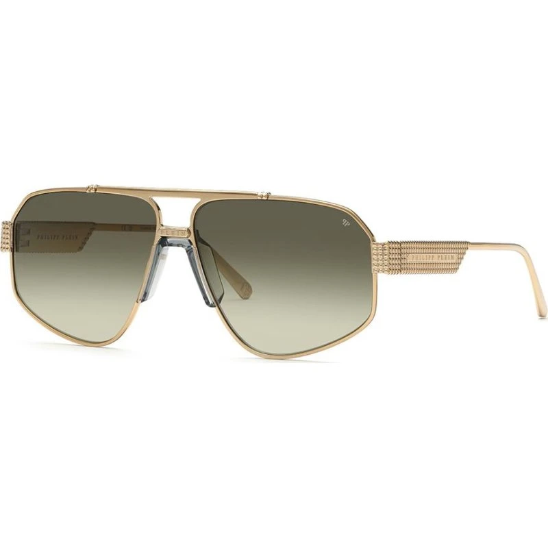 Philipp Plein Plein Rock Superhero SPP106M Sonnenbrille Gold/Grün