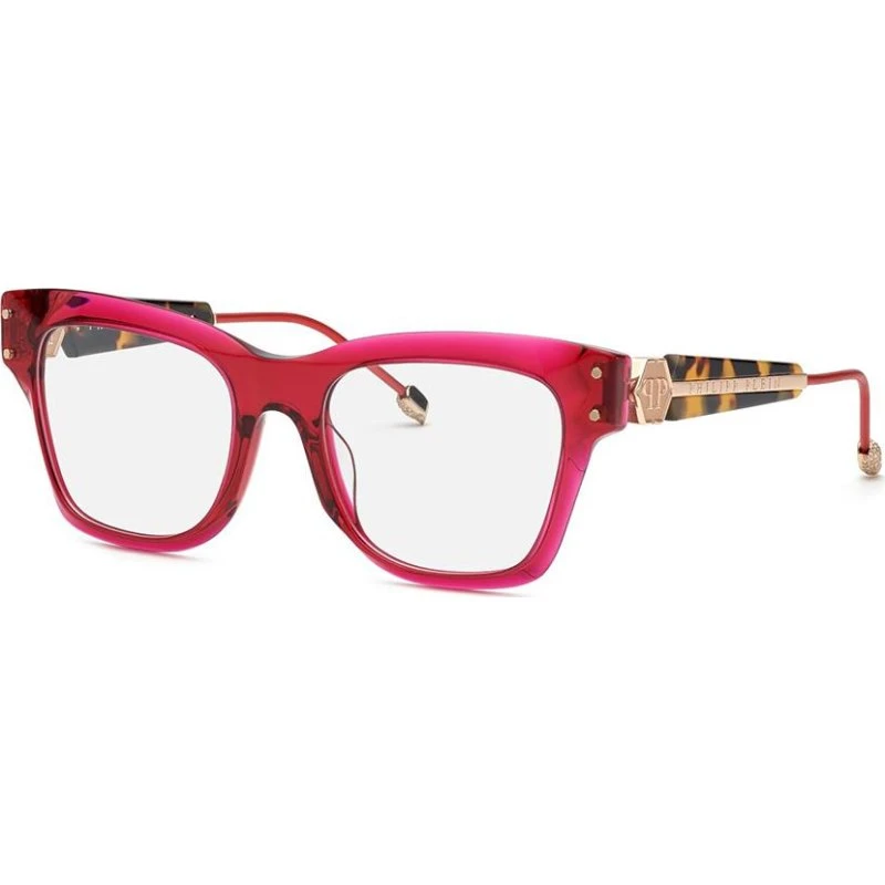 Philipp Plein Plein Queen VPP125S Brille - Rot, Quadratisch