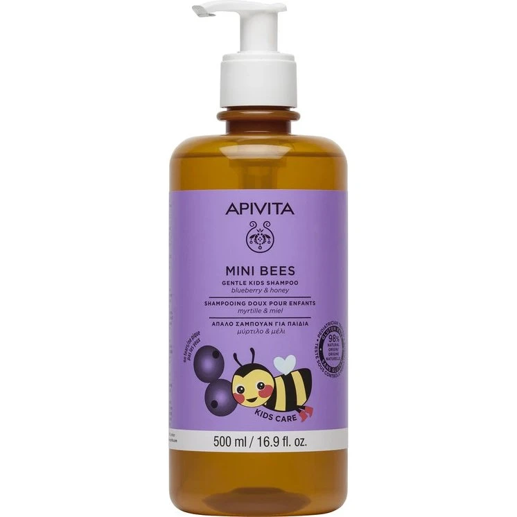 Apivita Mini Bees Kindershampoo mit Heidelbeere & Honig, 500 ml