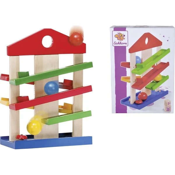 Eichhorn Kugelbahn 100002025 – Farbenfrohes Holzspielzeug für Kinder ab 1 Jahr