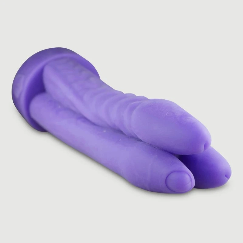 Der Praying Dick Textured Platinum Silikon Dildo X-Large 43 cm - Lila