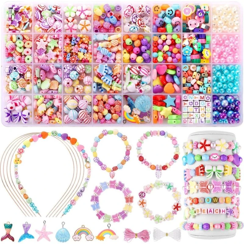 Funtopia Mädchen Perlen Set 32 Farben Armband Bastelset