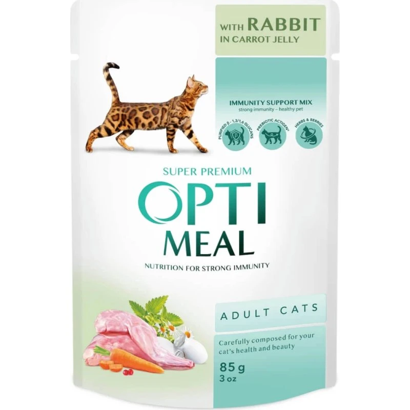 OPTIMEAL Katzen-Nassfutter Kaninchen & Karotte in Aspik, 85g