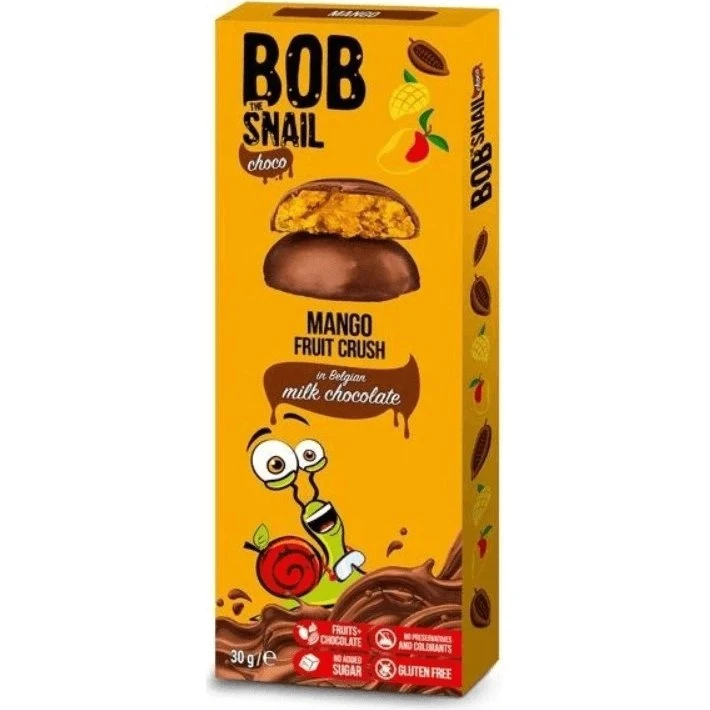 Bob Snail Mango-Snack mit Vollmilchschokolade, 30 g