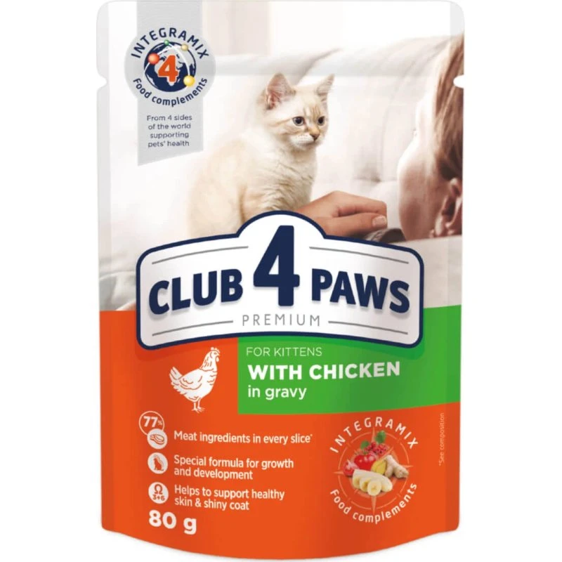 CLUB 4 PAWS Premium Nassfutter Huhn in Sauce für Kätzchen, 85g