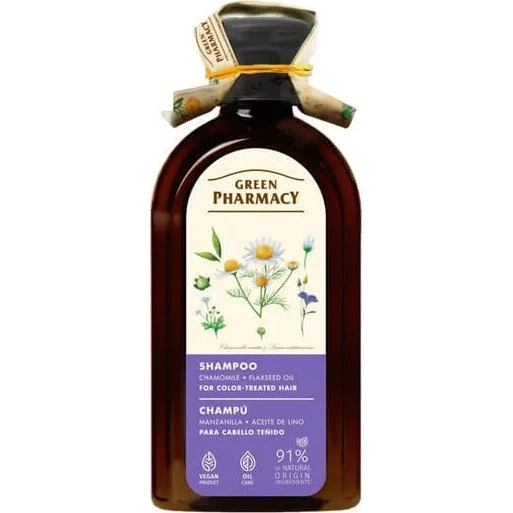 Green Pharmacy Shampoo für coloriertes Haar, Kamille & Leinöl, 350 ml