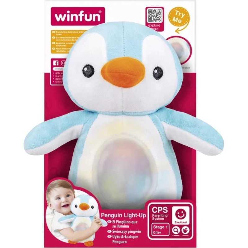 Winfun Pinguin Plüschtier mit Licht & Sound, Blau, ab 0 Monaten
