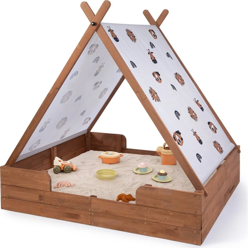 MUDDY BUDDY® Safari Seeker Holz-Sandkasten 140x120x140 cm kakaobraun