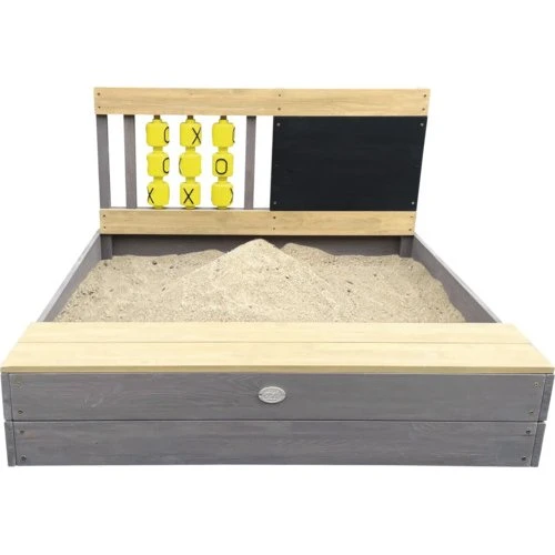 AXI Kitty Sandkasten 100 x 100 cm mit Tic Tac Toe Grau/Braun