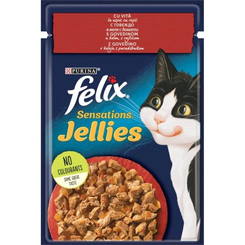 PURINA Felix Sensations Rindfleisch mit Tomaten in Aspik, 85g