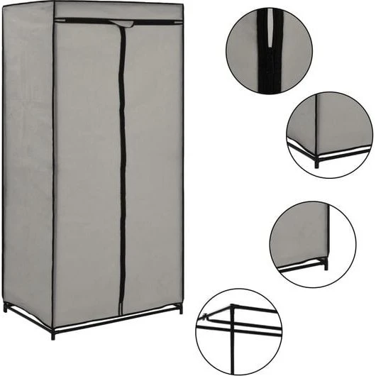 vidaXL Kleiderschrank Grau 75×50×160 cm