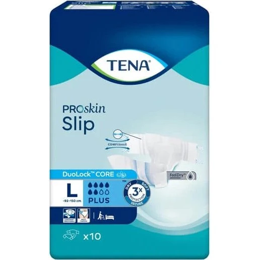 TENA Slip ProSkin Plus Inkontinenzwindeln, Größe L, 10 Stück