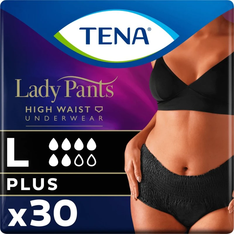 TENA Lady Pants Noir Plus Saugfähige Slips, L, 30 Stück