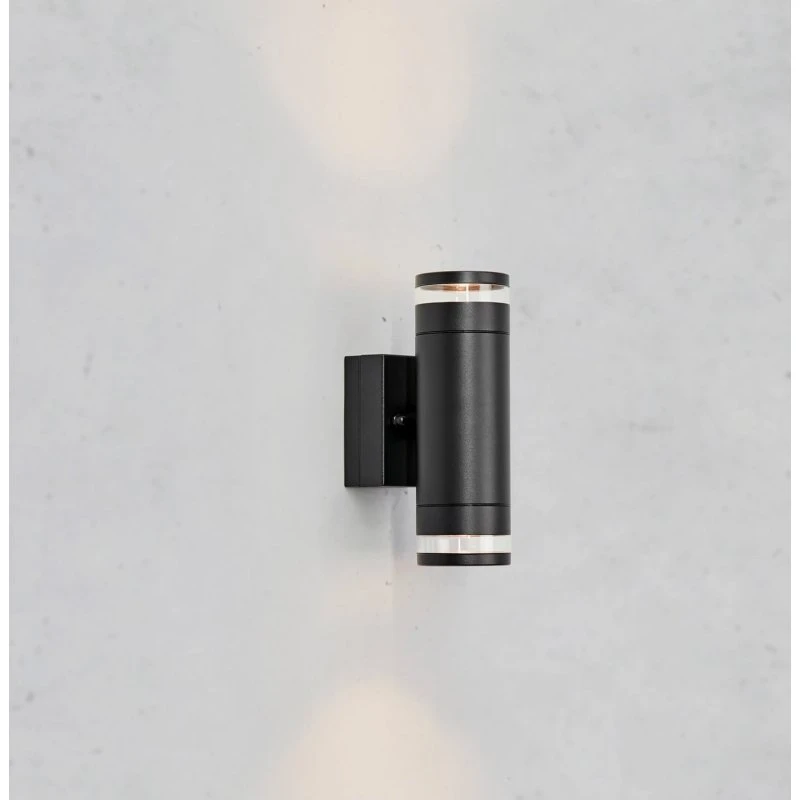 Markslöjd Luno LED-Außenwandlampe, schwarz, 2-flg., IP65