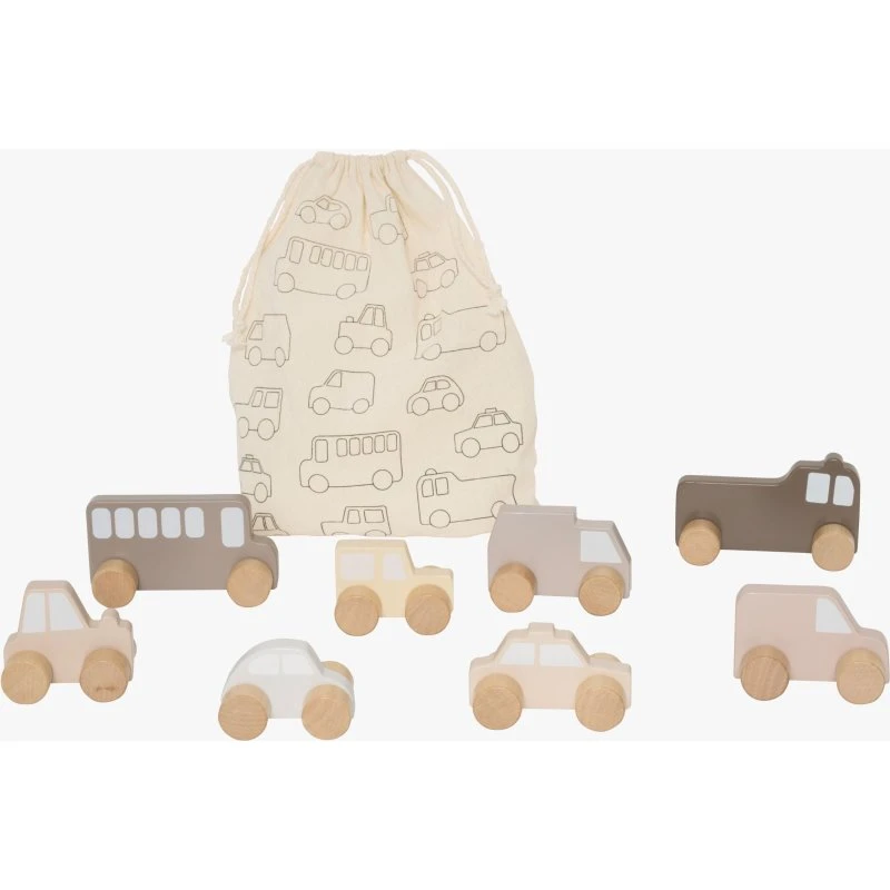 JaBaDaBaDo Mein Erstes Auto Set - 8 Holzautos mit Stofftasche