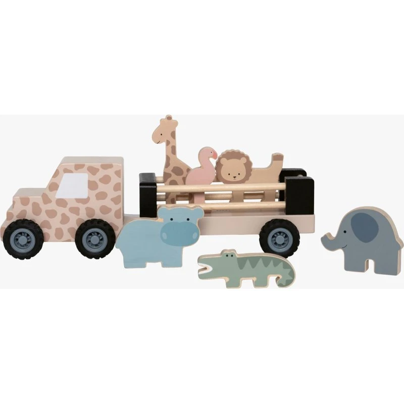 JaBaDaBaDo Camion Safari Holz-Lkw mit Anhänger und Tieren