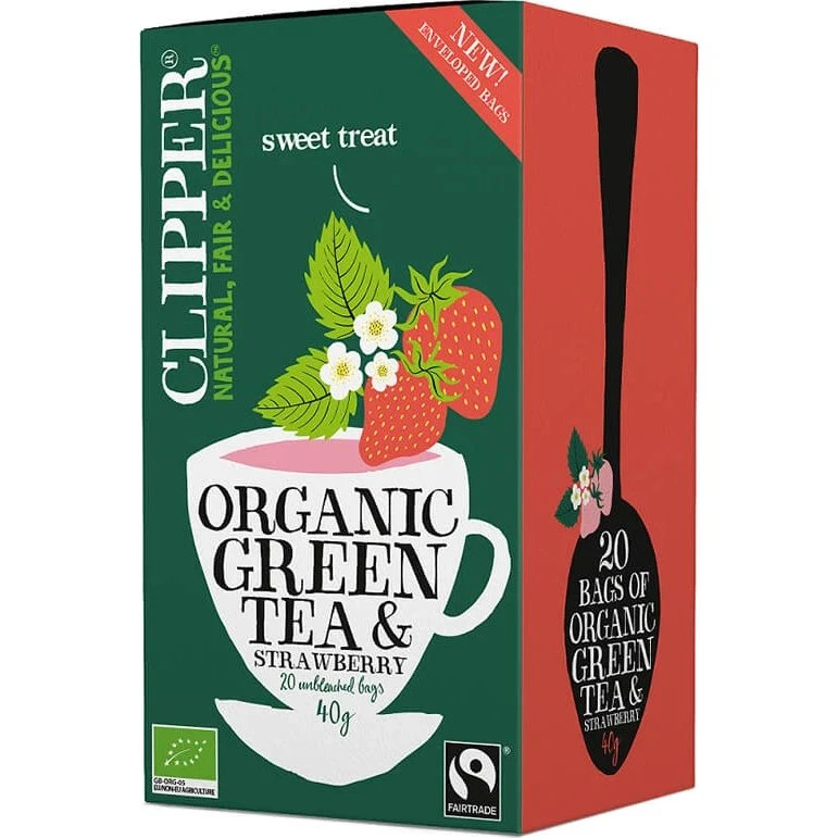 Clipper Grüner Tee mit Bio-Erdbeeren, 20 Beutel