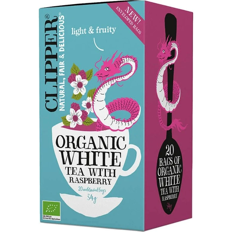Clipper Bio-Weißer Tee mit Himbeeren, 20 Beutel