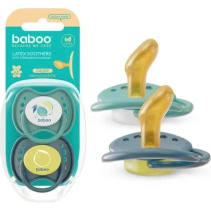 Baboo Calmy Kieferorthopädischer Latex-Schnuller, Grün, 6+ Monate, 2er-Set