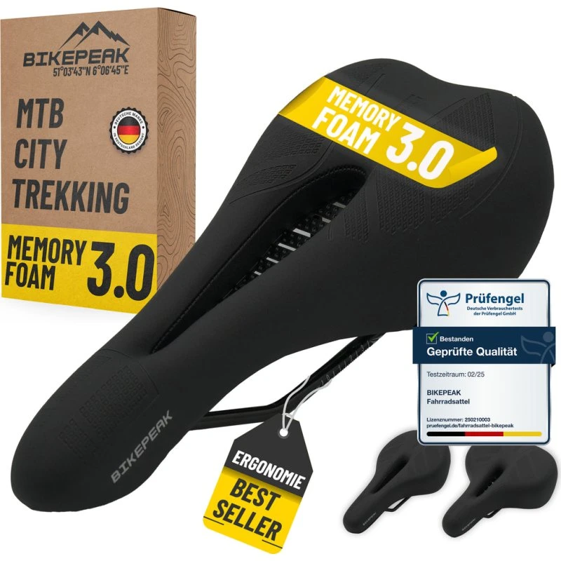 BikePeak MTB-Sattel Memory-Schaum Schwarz