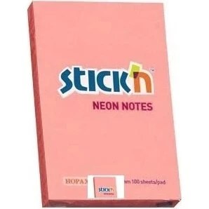 Stick'n Selbstklebender Notizblock, 100 Blatt, Neon-Pink