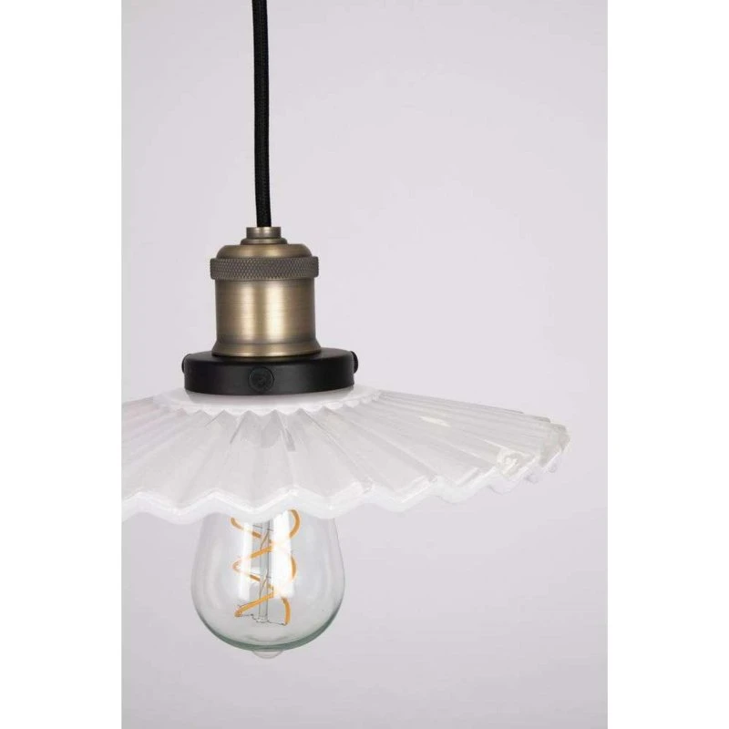 Globen Lighting Pendelleuchte Cobbler 25, Weiß/Messing Antik