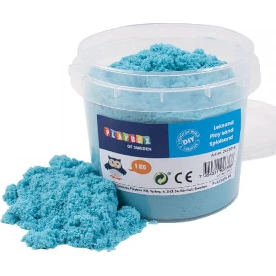 Play Sand Kinetischer Sand Hellblau 1kg mit Playbox