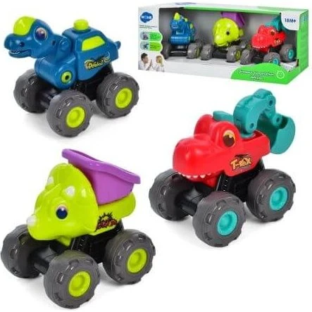Hola Dinosaurier-Fahrzeugset mit Rückzugsystem, 3er-Set